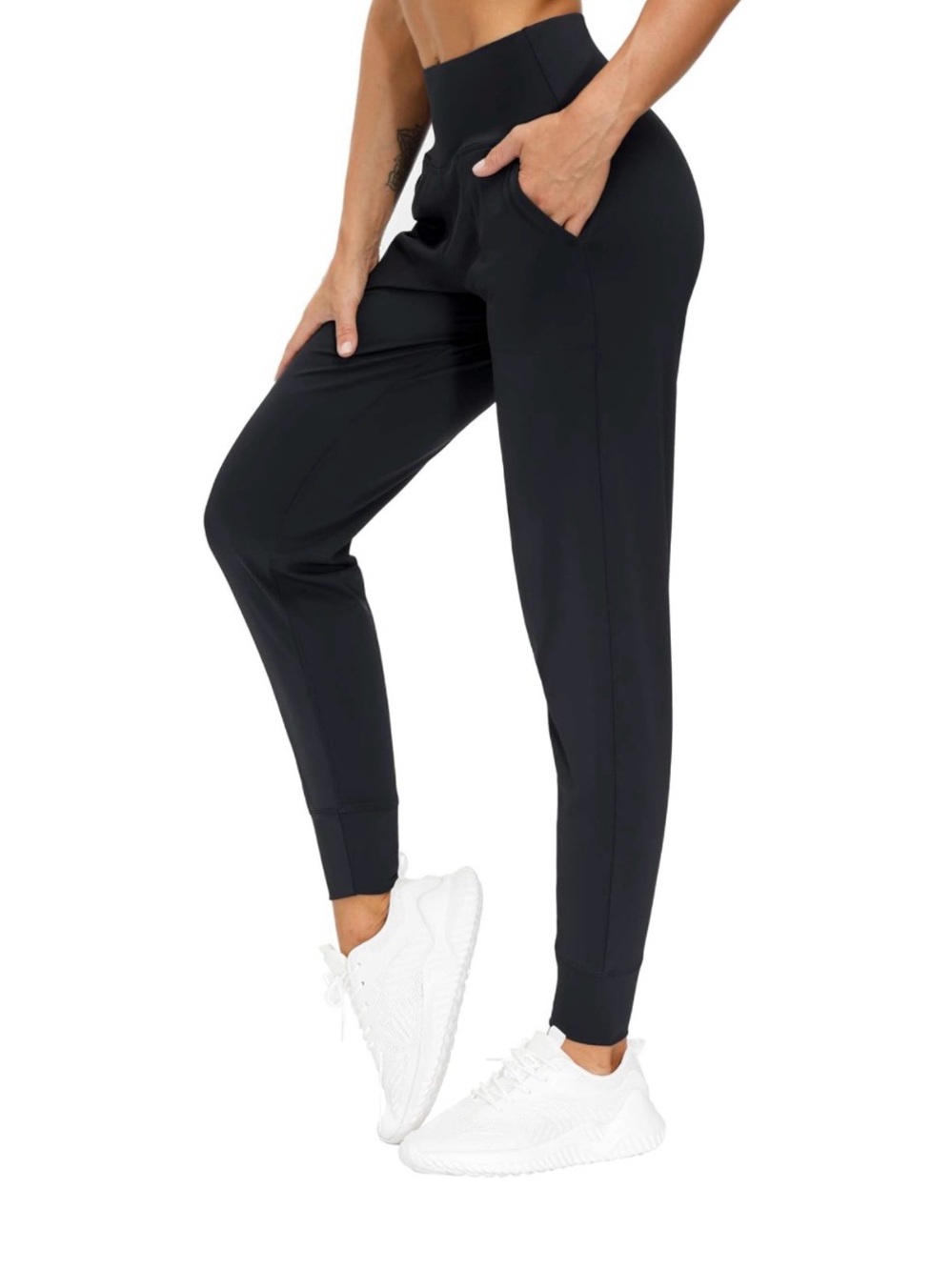 THE GYM PEOPLE High-Waisted Black Jogger Pants with Pockets size M